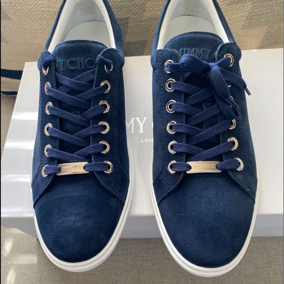 Jimmy Choo cash studded stars fine suede blue navy SZ 41/8 NWT - Picture 3 of 9